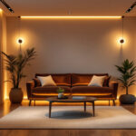 A photograph of a well-designed room featuring recessed strip lighting