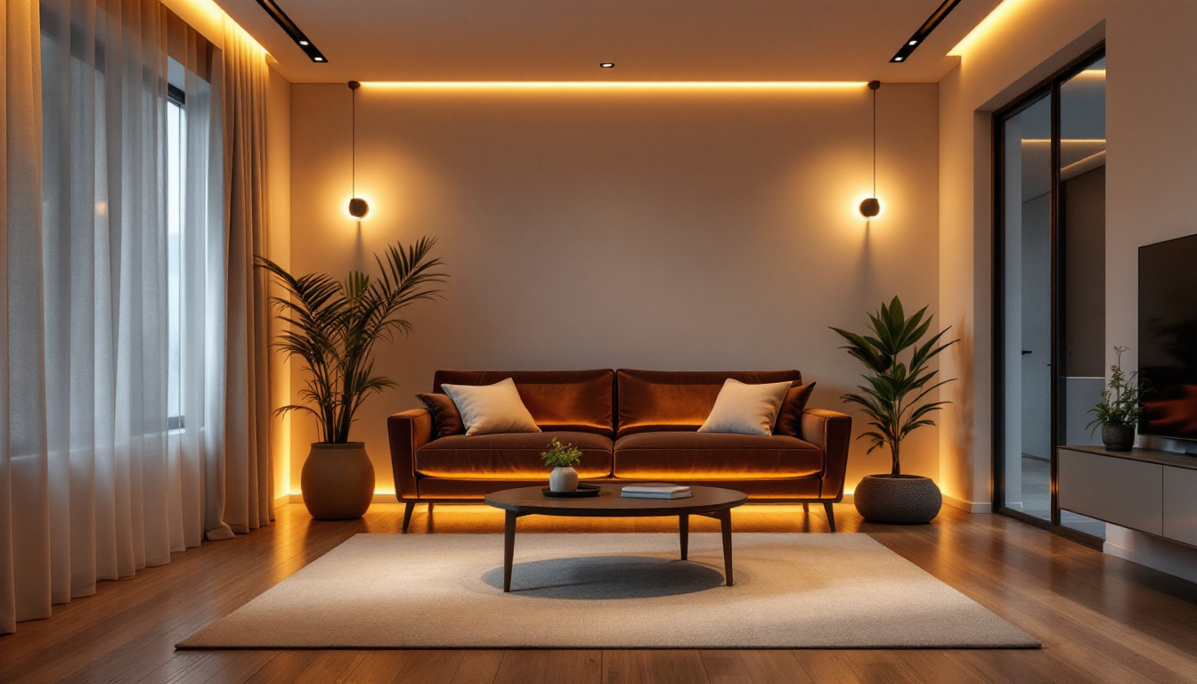 A photograph of a well-designed room featuring recessed strip lighting