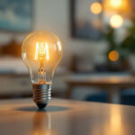 A photograph of a 40-watt type b lamp elegantly illuminated in a stylish setting