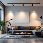 A photograph of a well-lit room showcasing a variety of stylish pot lights installed in a modern setting