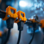 A photograph of a close-up of electrical clips securely fastening wires in a well-lit lighting installation