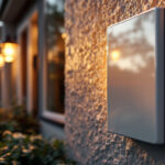 A photograph of a close-up shot of a well-installed exterior electrical box cover