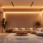 A photograph of a beautifully illuminated indoor space featuring tape lighting