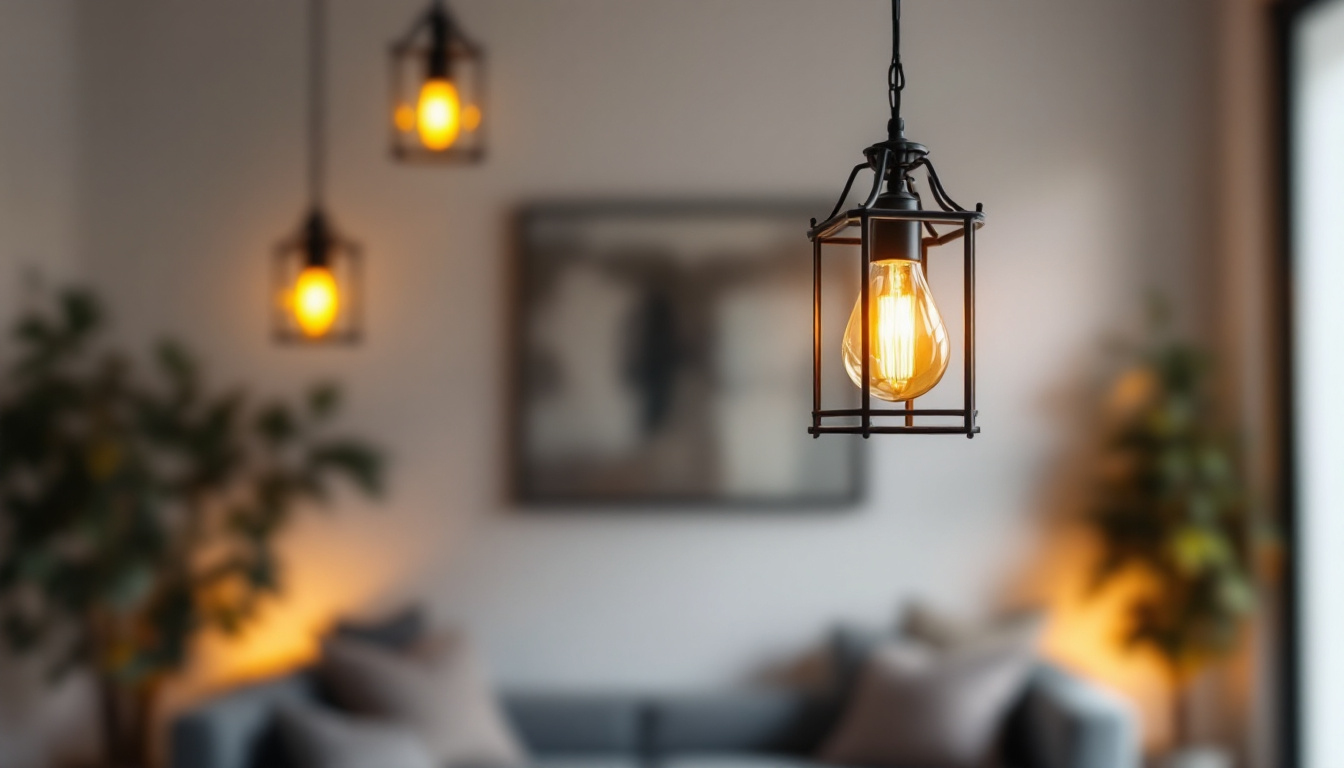 A photograph of a beautifully styled hanging pendant lantern in a modern interior setting