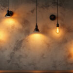 A photograph of a beautifully designed wall featuring various lighting fixtures