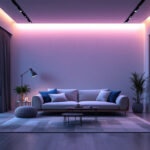 A photograph of a modern interior space featuring energy-efficient led wall lighting