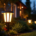 A photograph of a beautifully illuminated outdoor space featuring a modern led yard light