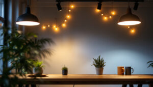 A photograph of a well-lit interior space showcasing various styles of canned light covers in use