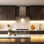 A photograph of a well-designed kitchen featuring recessed lighting
