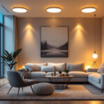 A photograph of a well-lit room featuring various styles of 4-inch led recessed lighting fixtures