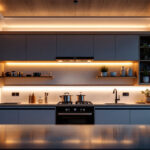 A photograph of a well-lit interior space showcasing various applications of led strip lights