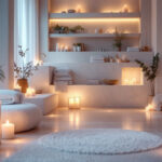 A photograph of a beautifully designed spa interior featuring soft