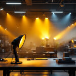 A photograph of a well-lit industrial workspace showcasing various led spotlights in action