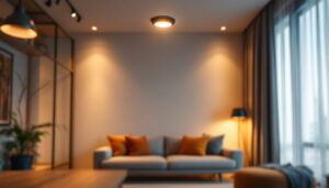 A photograph of a well-designed recessed lighting fixture installed in a stylish interior setting