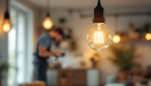 A photograph of a type b light bulb in a well-lit setting