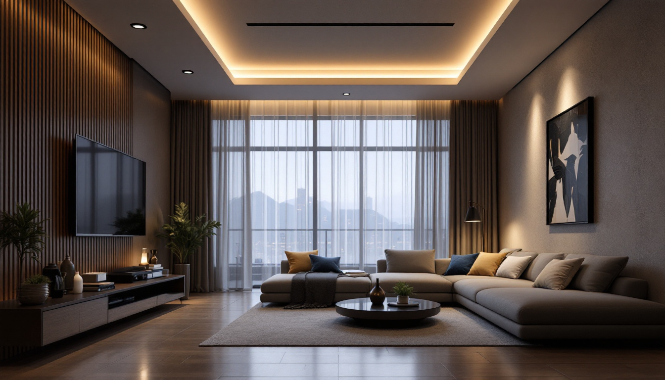 A photograph of a modern living space featuring sleek recessed lighting that highlights the room's design