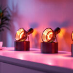 A photograph of a beautifully lit modern interior showcasing four stylish led pot lights in action