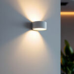 A photograph of a stylishly designed led wall light installed in a modern interior space