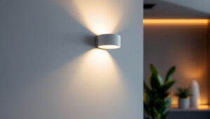 A photograph of a stylishly designed led wall light installed in a modern interior space