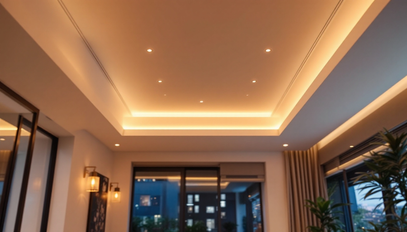 A photograph of a beautifully designed interior space featuring recessed led lights