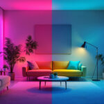 A photograph of a well-lit interior space showcasing both 4000k and 5000k lighting options side by side
