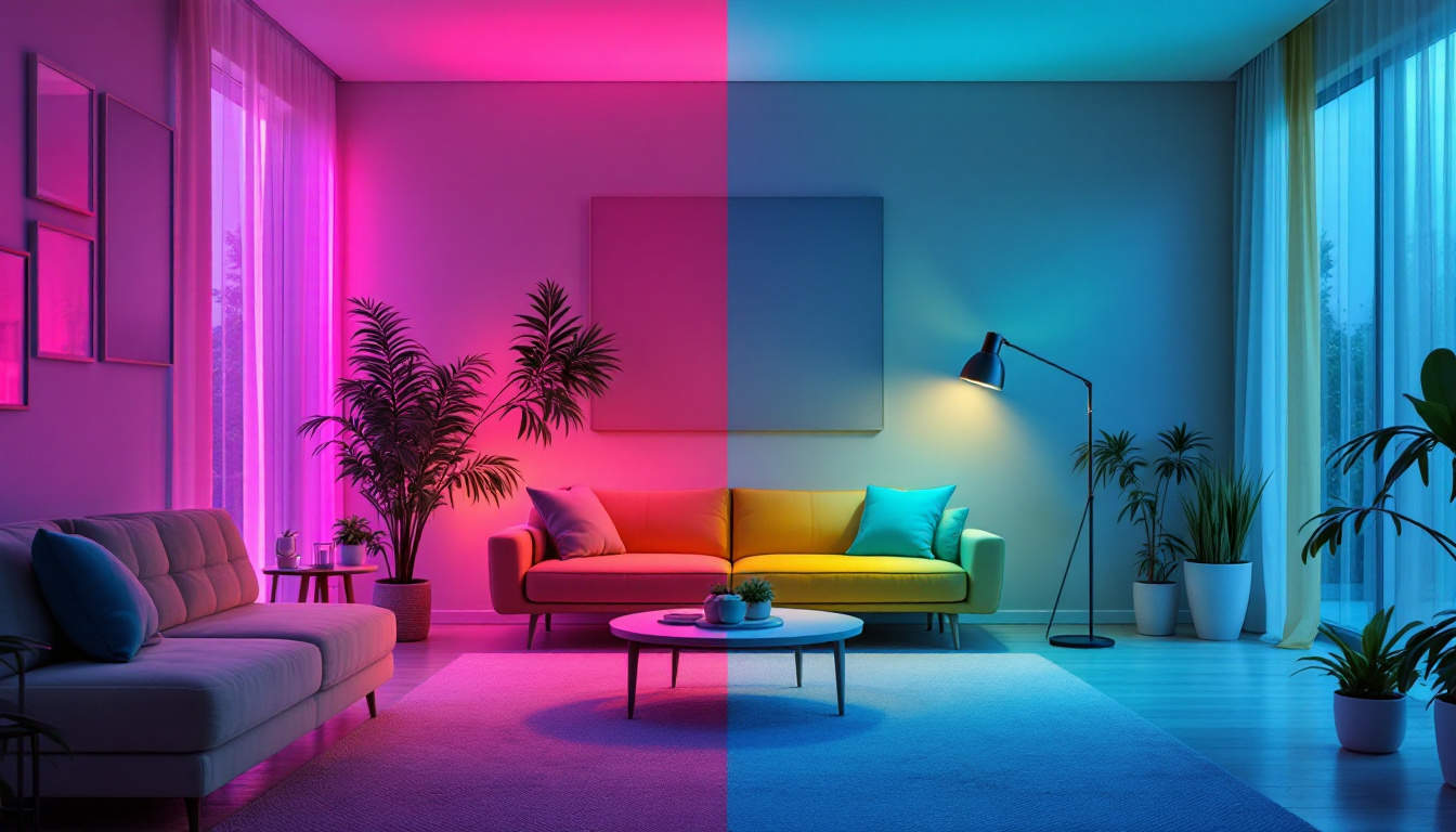 A photograph of a well-lit interior space showcasing both 4000k and 5000k lighting options side by side