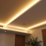 A photograph of a well-designed recessed ceiling lighting installation in a modern interior