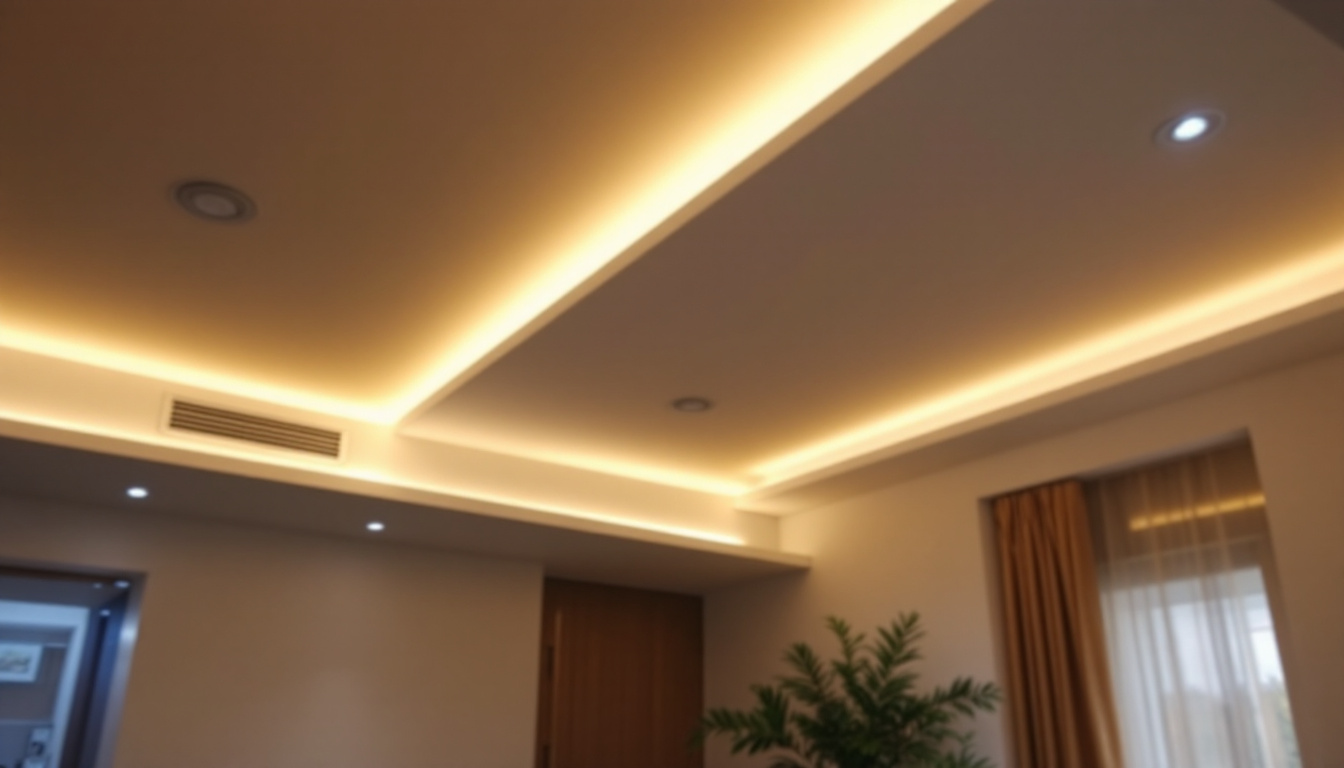 A photograph of a well-designed recessed ceiling lighting installation in a modern interior