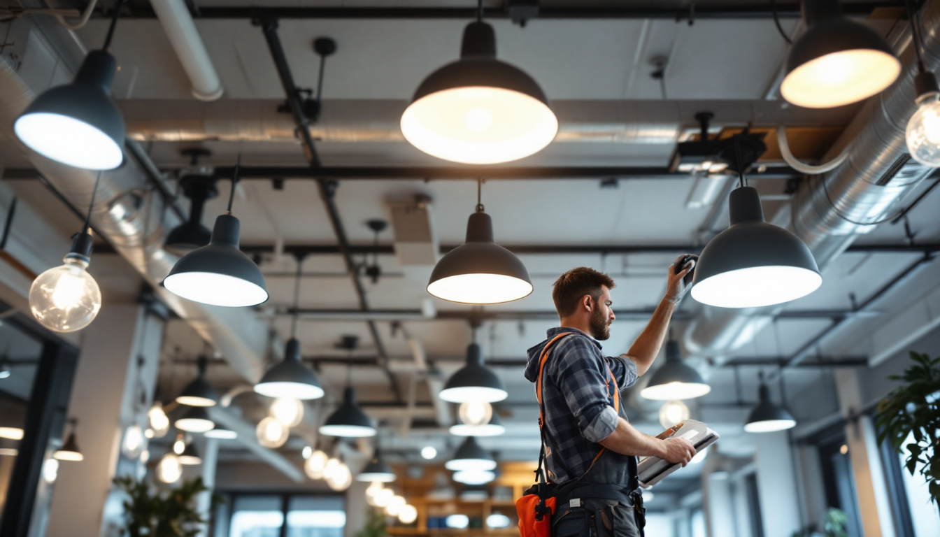 A photograph of a well-lit interior space featuring modern pot lights in various configurations