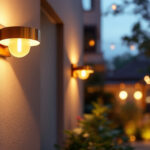 A photograph of a beautifully illuminated outdoor space featuring modern led lighting fixtures