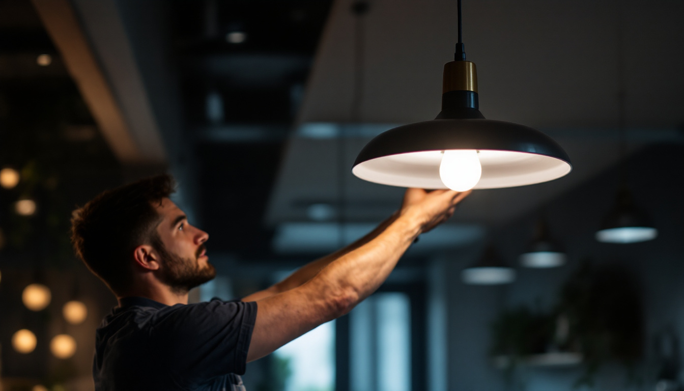 A photograph of a stylish led hanging lamp in a modern setting