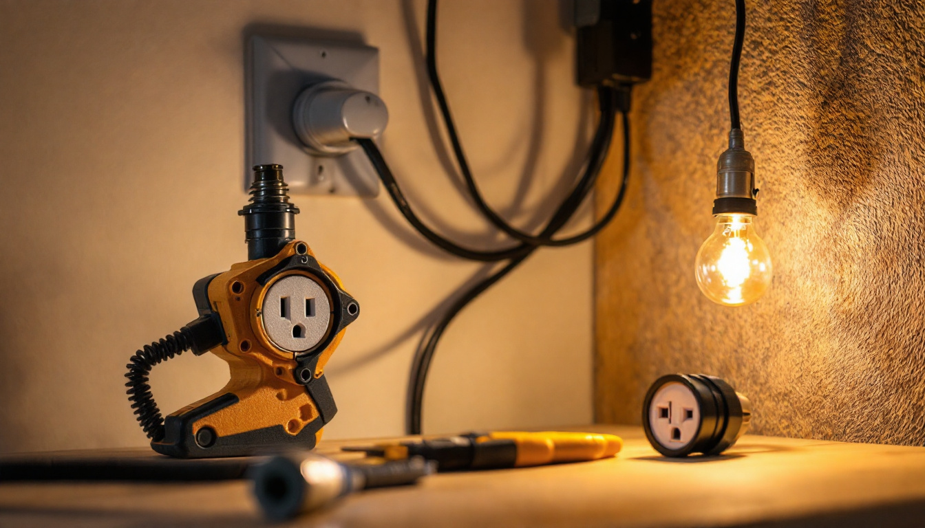 A photograph of a lighting contractor working on a residential installation