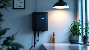 A photograph of a modern lighting inverter system in action