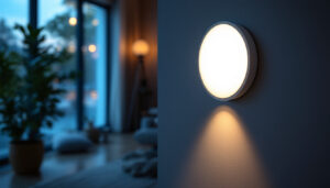 A photograph of a modern led sensor light in a stylish home setting