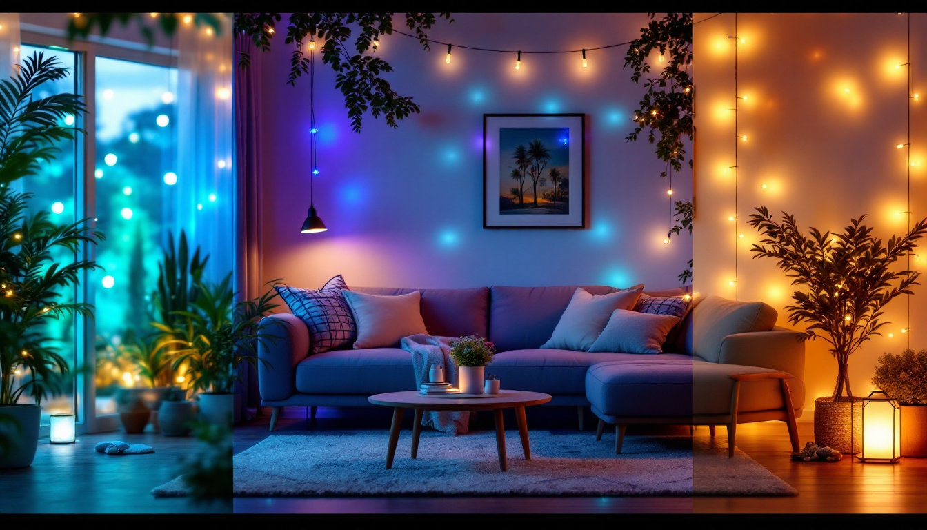 A photograph of a beautifully arranged scene featuring various led decorative lights in different settings