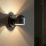 A photograph of a stylishly designed led sconce light installed in a modern interior setting