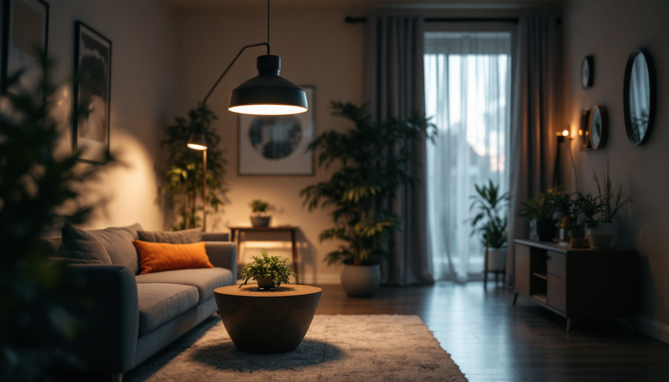 A photograph of a well-lit indoor space featuring a stylish sensor light in action