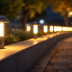A photograph of a well-lit outdoor space featuring 40-watt led lights illuminating walkways and enhancing safety