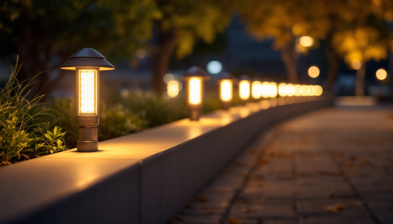 A photograph of a well-lit outdoor space featuring 40-watt led lights illuminating walkways and enhancing safety