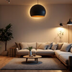 A photograph of a well-lit indoor space showcasing various lighting options