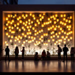 A photograph of a beautifully designed lantern wall installation in a modern setting
