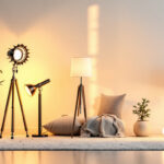 A photograph of a well-lit room showcasing a variety of stylish lamps in different settings