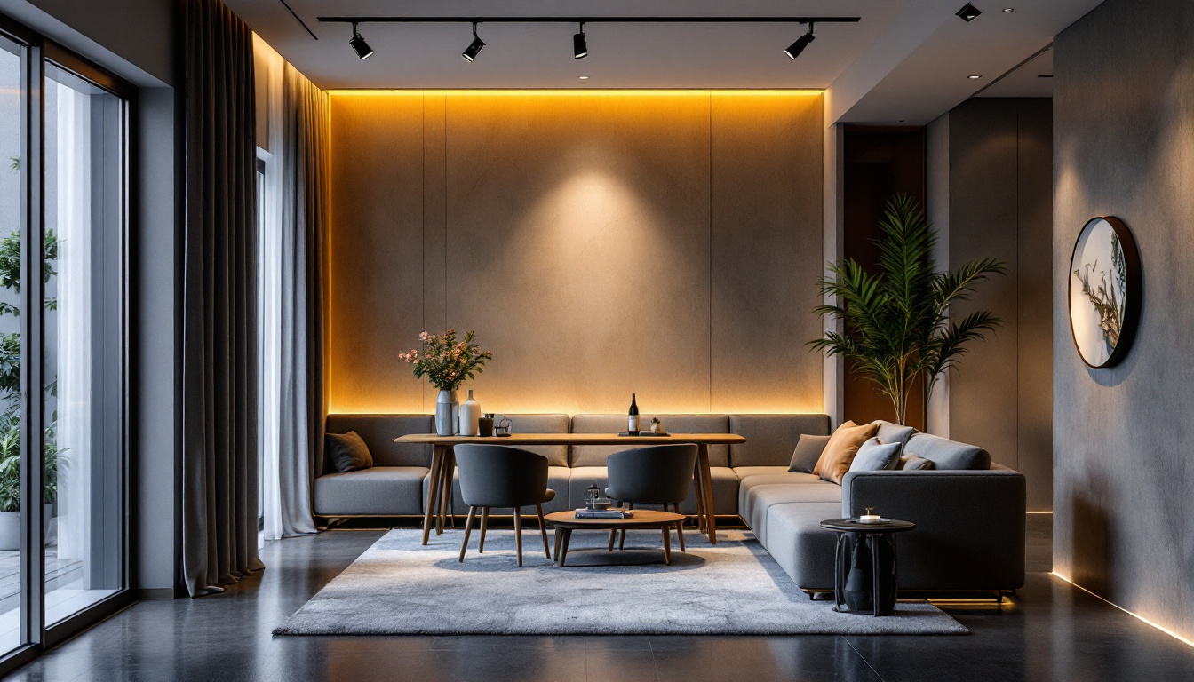 A photograph of a beautifully designed interior space featuring low profile track lighting
