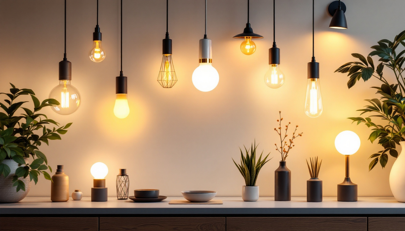 A photograph of a stylish array of small light fixtures in a well-lit interior setting