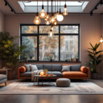 A photograph of a beautifully lit interior space that showcases a variety of stylish light fixtures and their effects on the ambiance