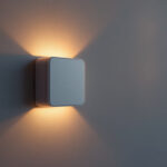 A photograph of a modern automatic timer switch installed on a stylish wall