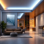 A photograph of a modern led light track installation in an upscale interior setting