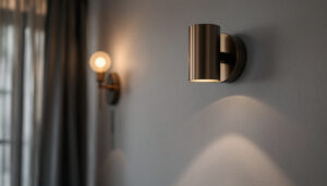 A photograph of a beautifully designed sconce wall light installed in a stylish interior setting