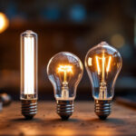 A photograph of a side-by-side comparison of a fluorescent bulb