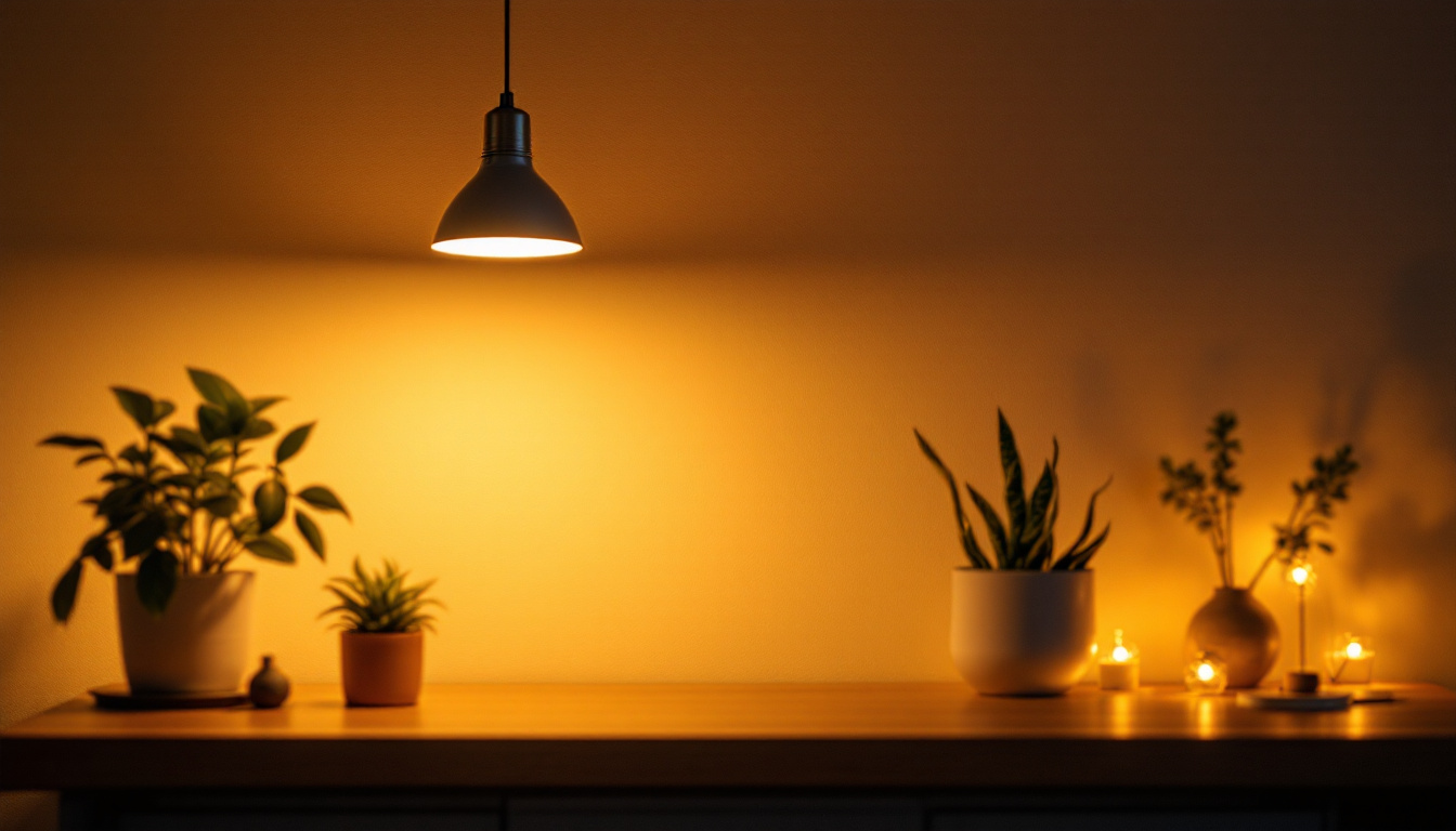 A photograph of a stylishly lit interior space showcasing a par20 led bulb in use